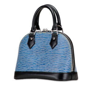 Louis Vuitton Shoulder Denim Bag Blue Alma Epi Black Leather Handbag
